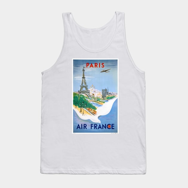 Vintage Travel Poster Paris Air France Tank Top by vintagetreasure